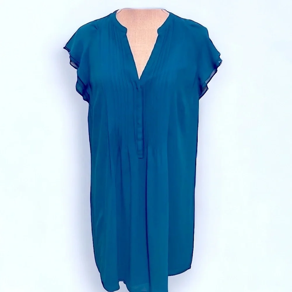 H M  teal blue dress, butterfly sleeves. . Sz14